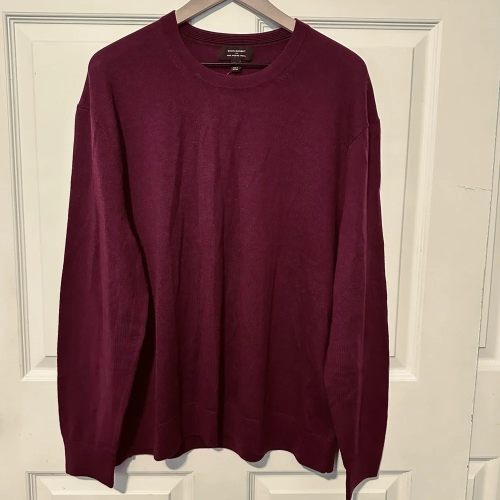 Banana Republic | Sweater | Merino Wool Sweater | Bright Wine Preppy Office Wear - Picture 6 of 6